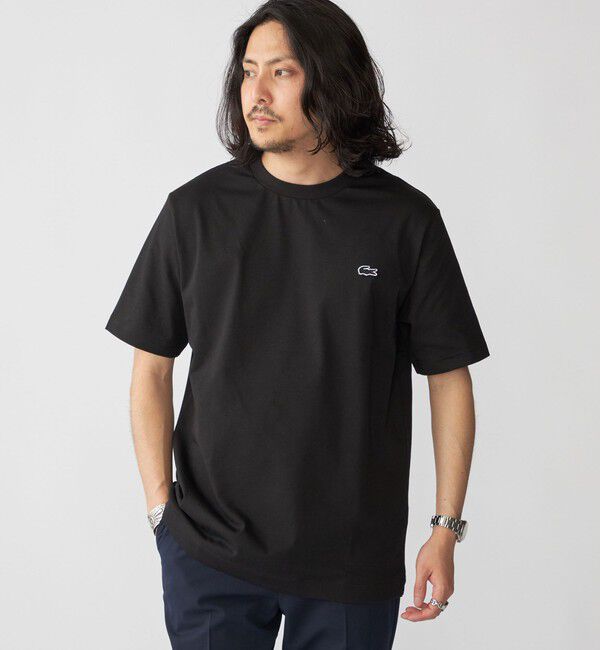 SHIPS「LACOSTE: TH5582-99 アウトラインクロック クルーネック Tシャツ」|Tシャツ・カットソー|ブラック