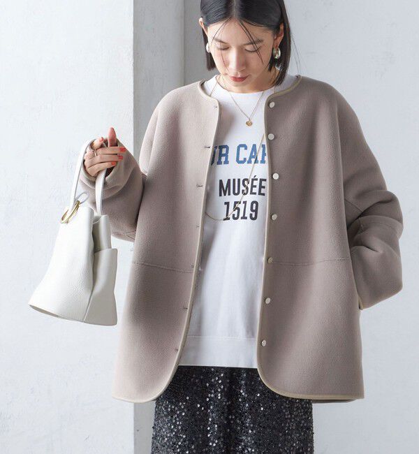 SHIPS for women「〈手洗い可能〉リバーシブル ボア &times; フリース ブルゾン」|ブルゾン・スタジャン|ベージュ系