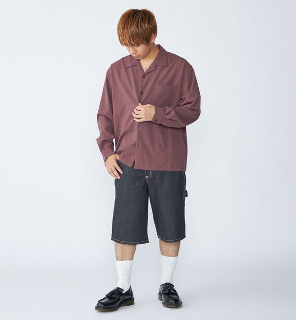 SHIPS「City Ambient Products: オープンカラー 楊柳 ソリッド ロングスリーブ シャツ」|シャツ・ブラウス|