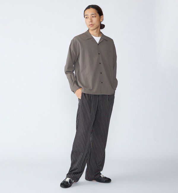 SHIPS「City Ambient Products: オープンカラー 楊柳 ソリッド ロングスリーブ シャツ」|シャツ・ブラウス|