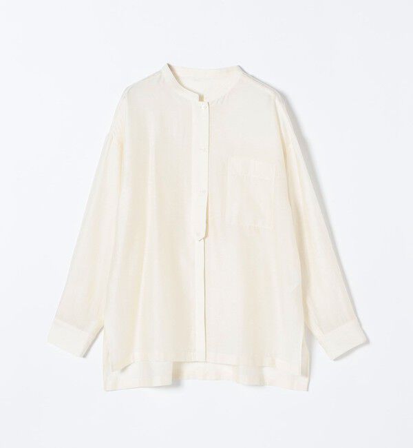 quaranciel「quaranciel:〈洗濯機可能〉リネン ミックス バンドカラー ポケット シャツ」|シャツ・ブラウス|