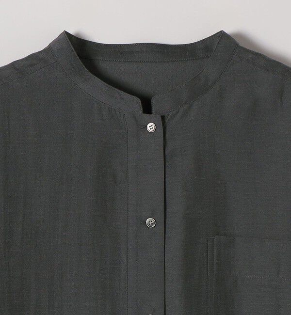 quaranciel「quaranciel:〈洗濯機可能〉リネン ミックス バンドカラー ポケット シャツ」|シャツ・ブラウス|