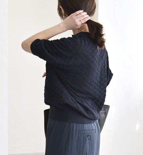 quaranciel「《予約》quaranciel:〈手洗い可能〉透かし編み ポロ ニット プルオーバー」|ニット・セーター|