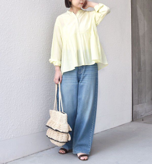 SHIPS Colors 「SHIPS Colors:〈手洗い可能〉コットン キュプラ ペプラム シャツ」|シャツ・ブラウス|