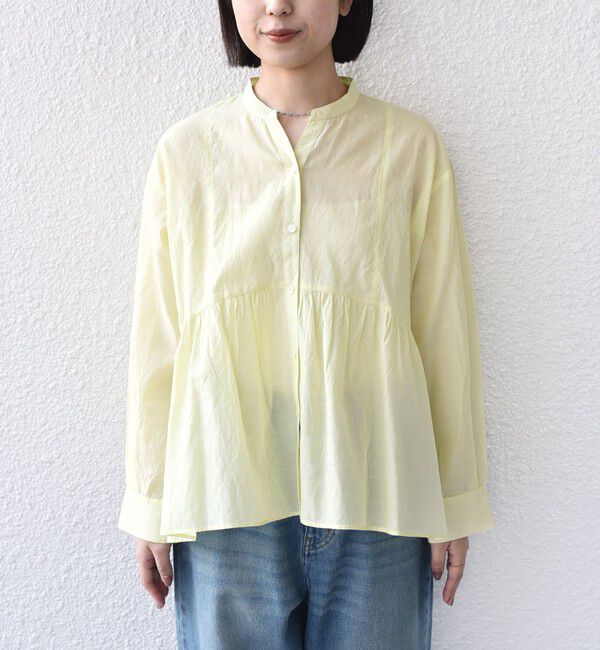 SHIPS Colors 「SHIPS Colors:〈手洗い可能〉コットン キュプラ ペプラム シャツ」|シャツ・ブラウス|