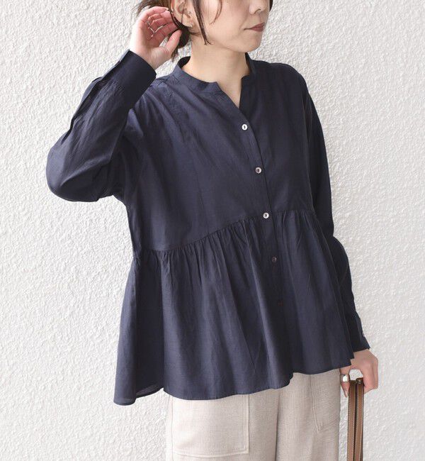 SHIPS Colors 「SHIPS Colors:〈手洗い可能〉コットン キュプラ ペプラム シャツ」|シャツ・ブラウス|