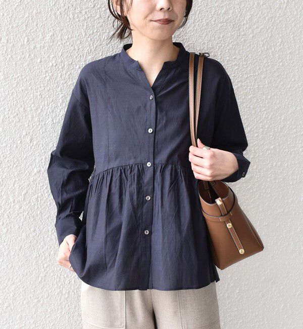 SHIPS Colors 「SHIPS Colors:〈手洗い可能〉コットン キュプラ ペプラム シャツ」|シャツ・ブラウス|