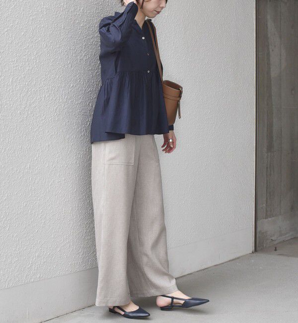 SHIPS Colors 「SHIPS Colors:〈手洗い可能〉コットン キュプラ ペプラム シャツ」|シャツ・ブラウス|