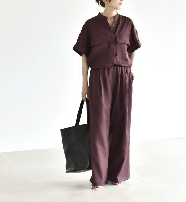 quaranciel「《予約》quaranciel:〈洗濯機可能〉ポケットドロスト シャツ＆イージー ワイドパンツ セットアップ」|ワンピース|