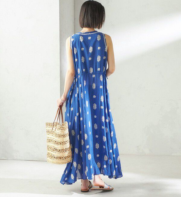 SHIPS for women「《予約》【SHIPS別注】Fanaka:〈手洗い可能〉フラワー プリント 刺繍 ワンピース」|ワンピース|