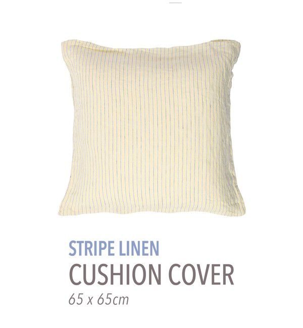 TOMORROWLAND HOME「ストライプリネン クッションカバー（65cm &times; 65cm）」|クッション・クッションカバー|24 イエロー系