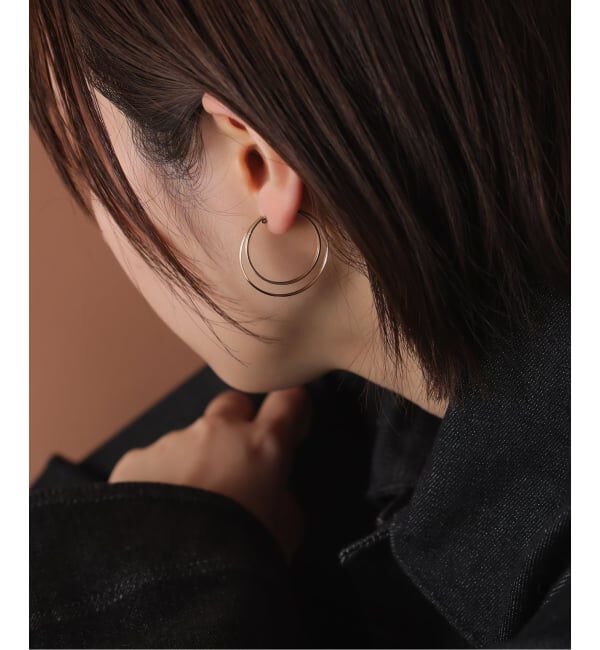 Lilas by Spick&Span「30mm2ラインフープピアス K10（両耳）」|ピアス|