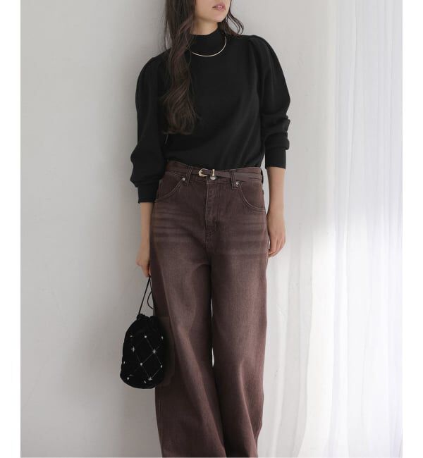  「【洗える】ウォッシャブルギャザースリーブプルオーバー」|ニット・セーター|