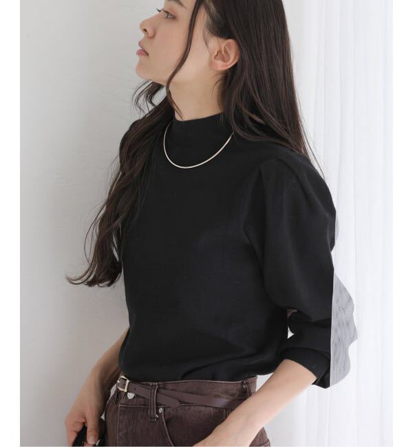  「【洗える】ウォッシャブルギャザースリーブプルオーバー」|ニット・セーター|