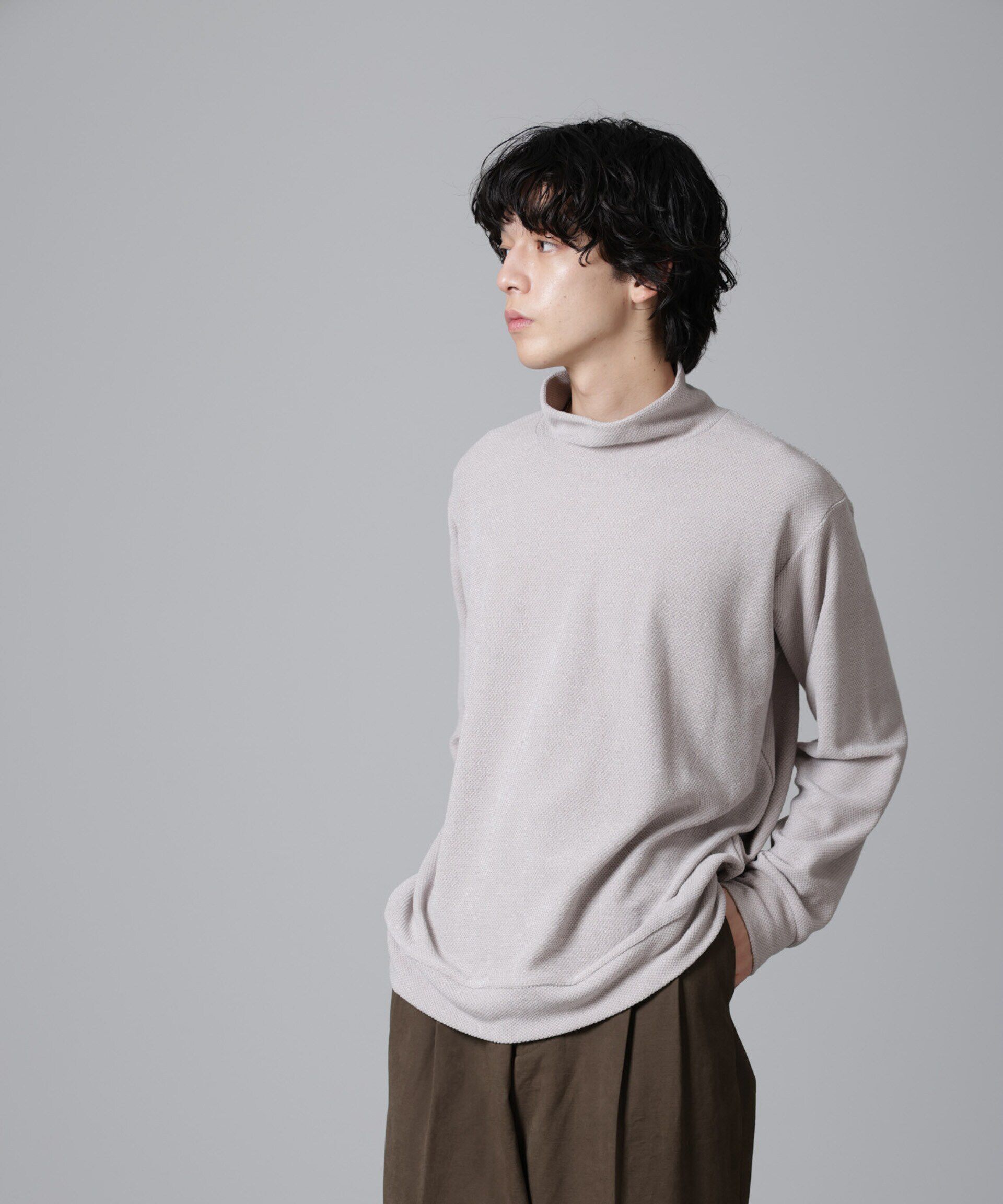 nano･universe「モールライクハイネックプルオーバー 長袖」|Tシャツ・カットソー|ベージュ