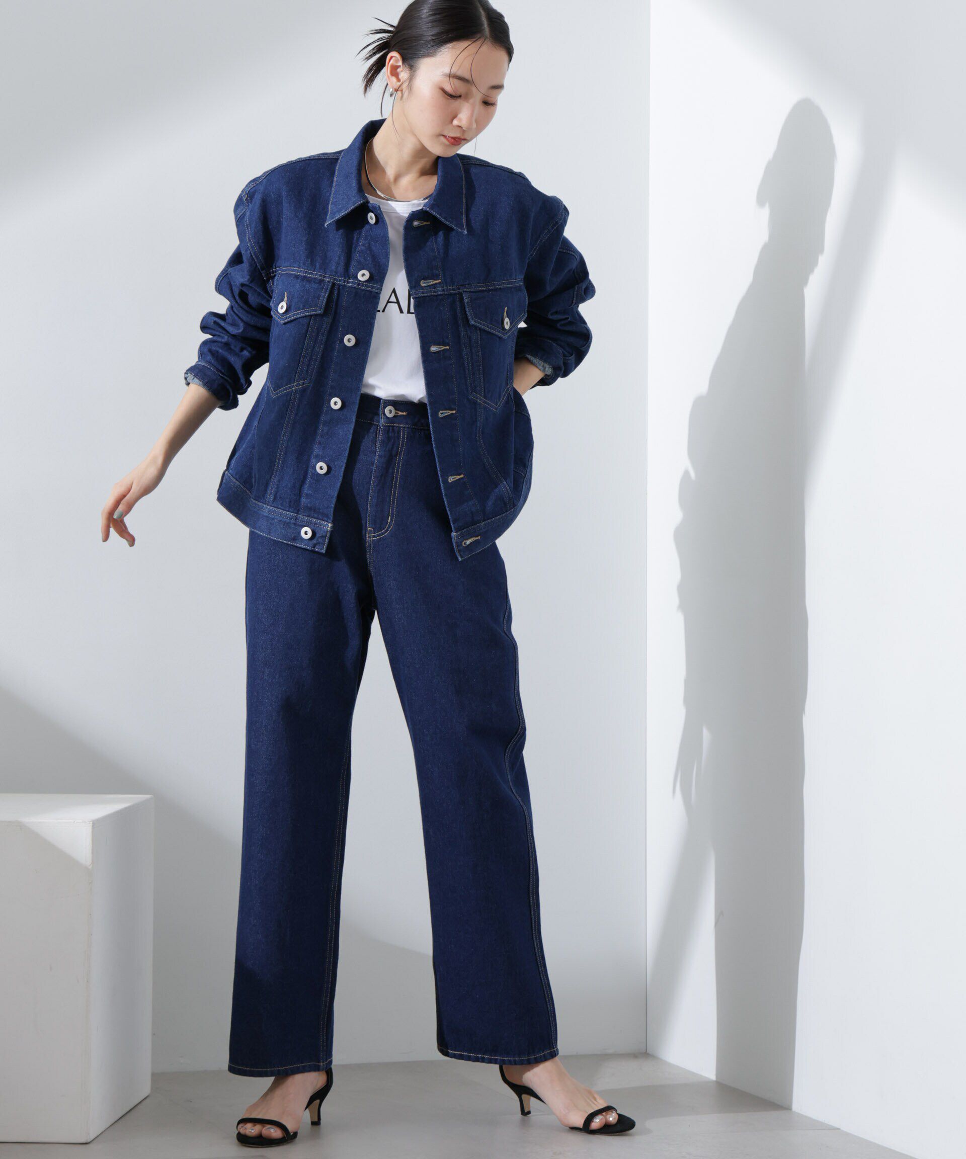 nano･universe「テーパードストレートデニムパンツ（セットアップ可）」|チノ|