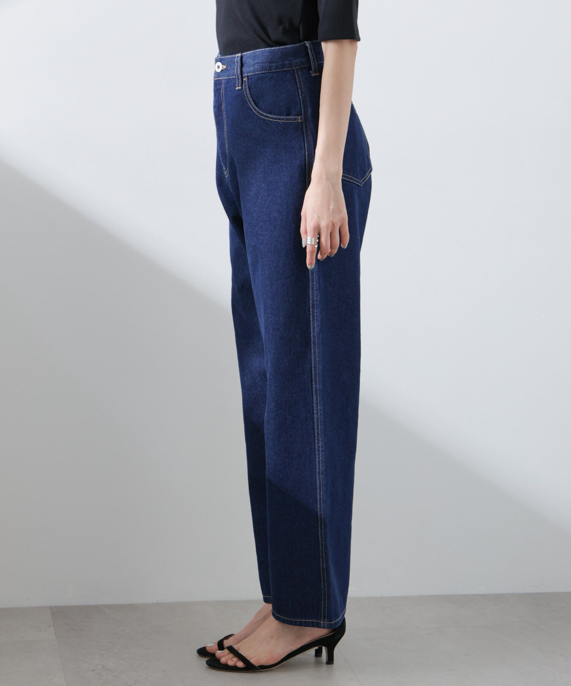 nano･universe「テーパードストレートデニムパンツ（セットアップ可）」|チノ|