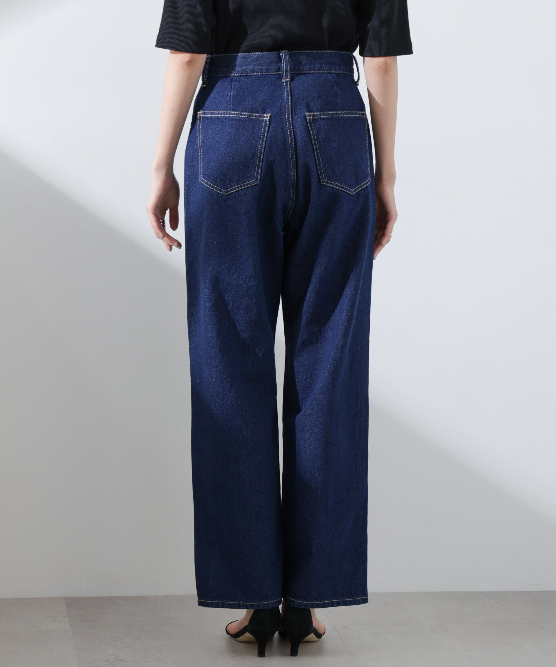 nano･universe「テーパードストレートデニムパンツ（セットアップ可）」|チノ|