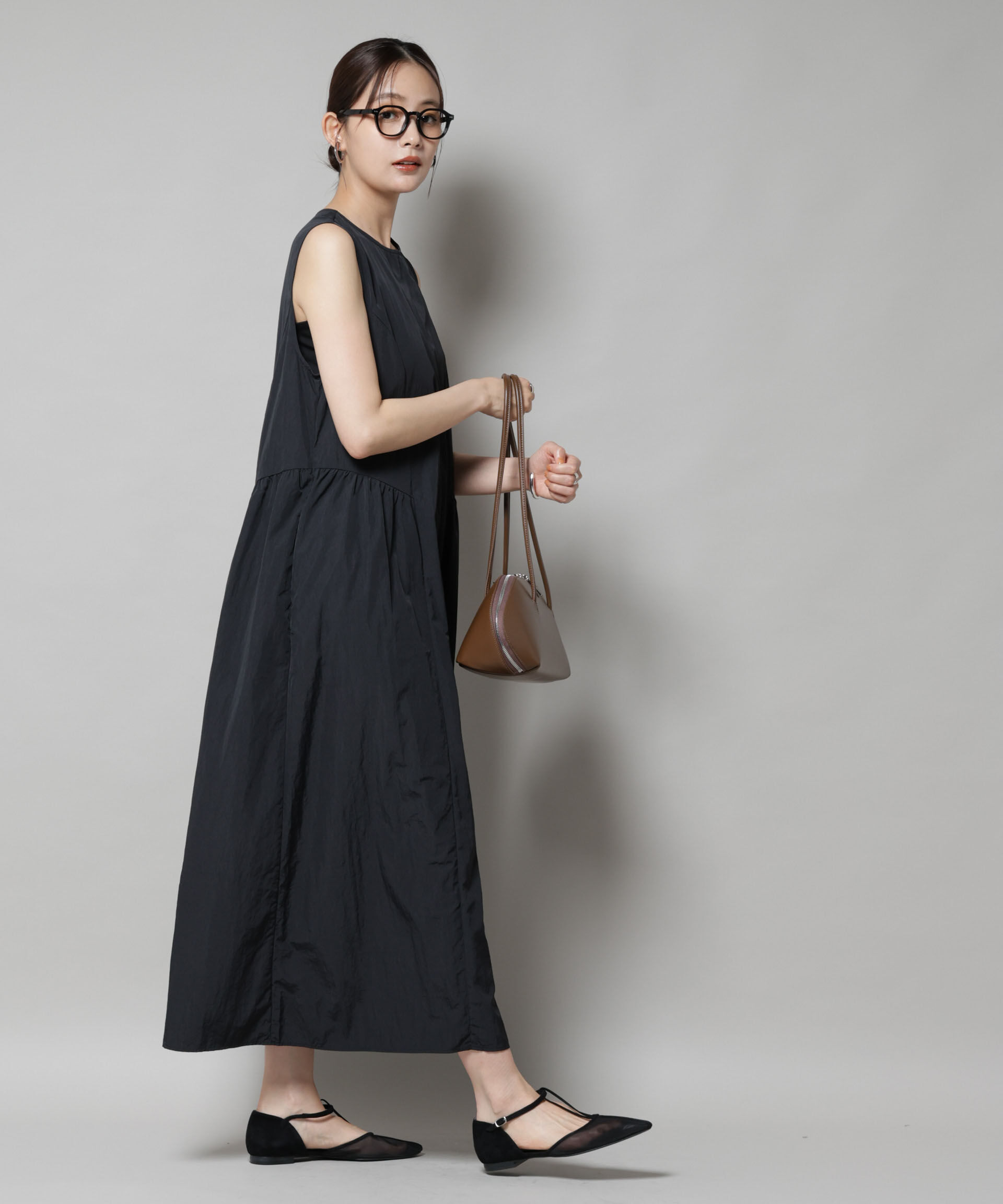 nano･universe「サイドギャザーナイロンワンピース」|ワンピース|