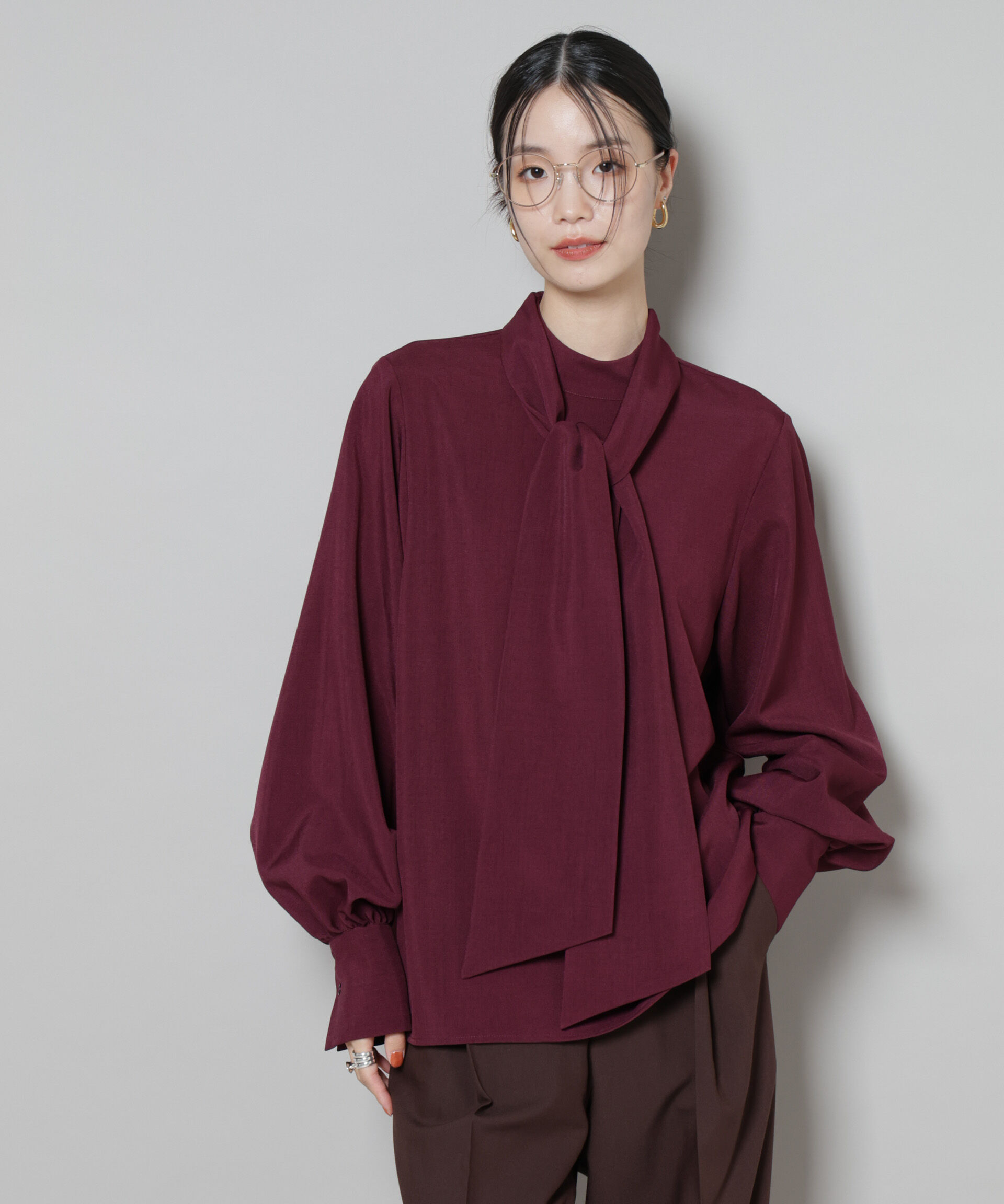 nano･universe「ボータイ取り外し可能2wayブラウス」|シャツ・ブラウス|