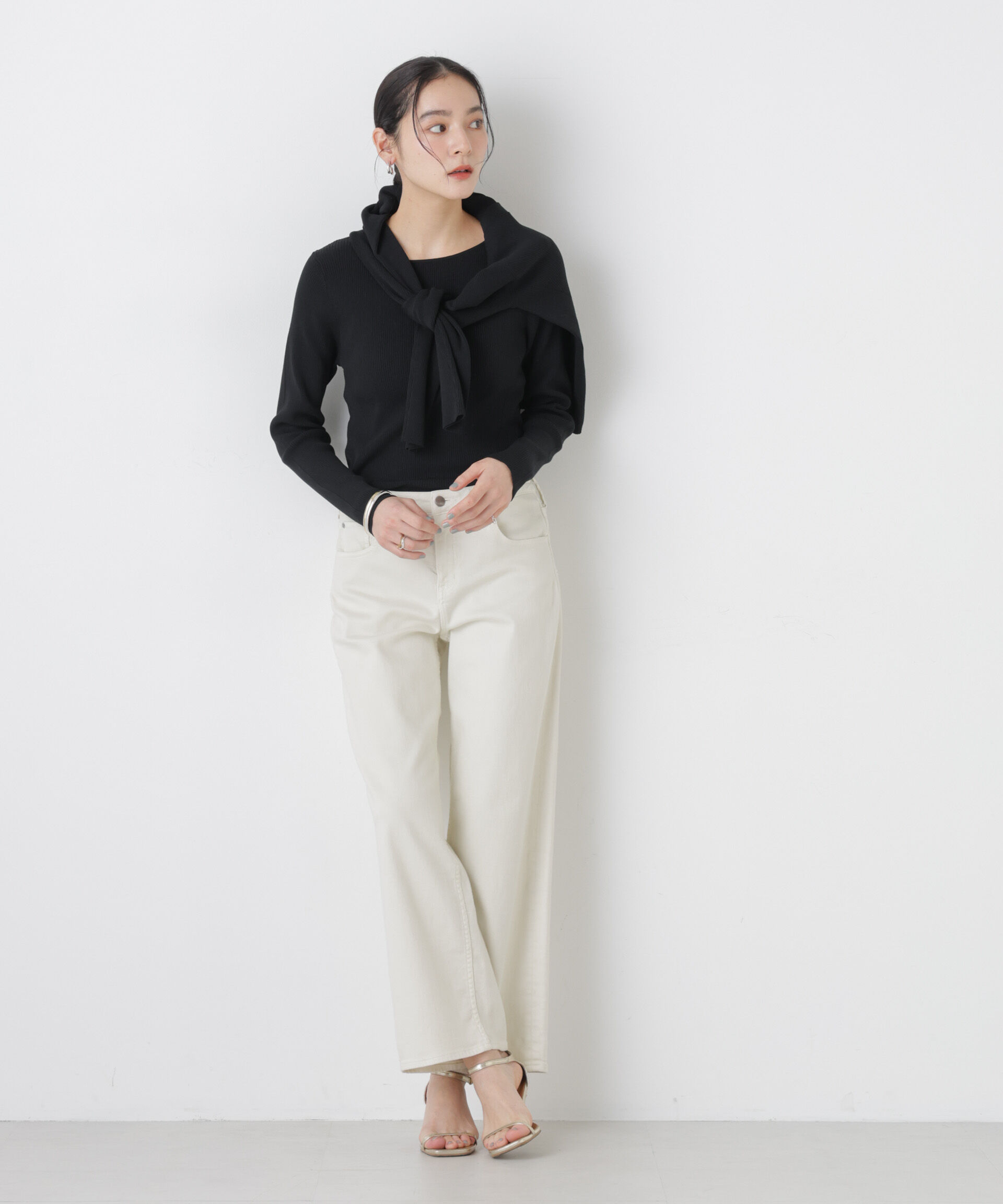 nano･universe「ウォッシャブルハイツイストボートネックリブニット」|ニット・セーター|