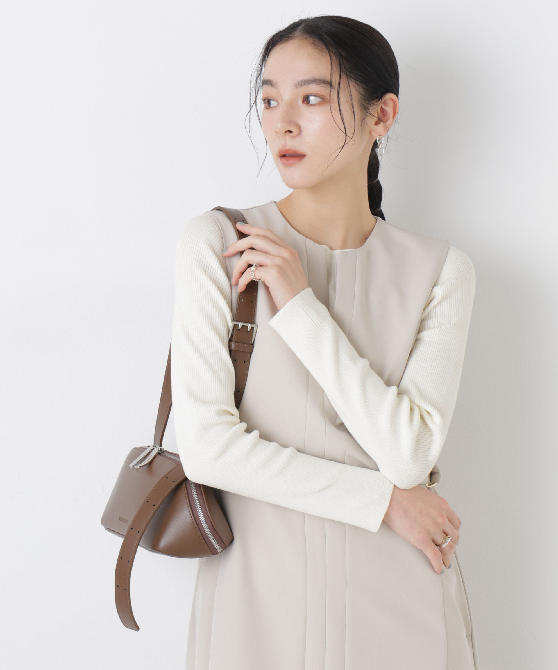 nano･universe「ウォッシャブルハイツイストボートネックリブニット」|ニット・セーター|ホワイト