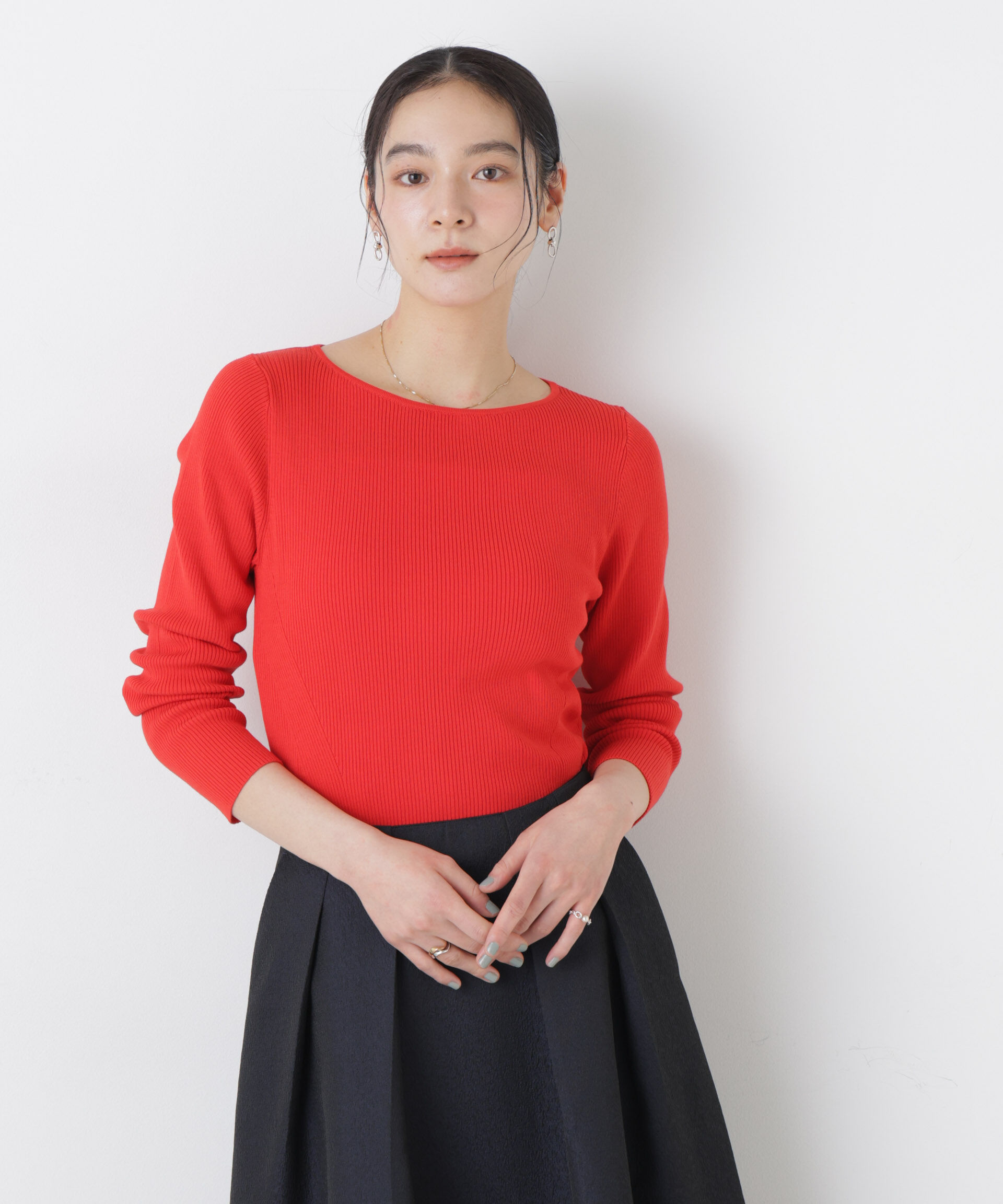 nano･universe「ウォッシャブルハイツイストボートネックリブニット」|ニット・セーター|