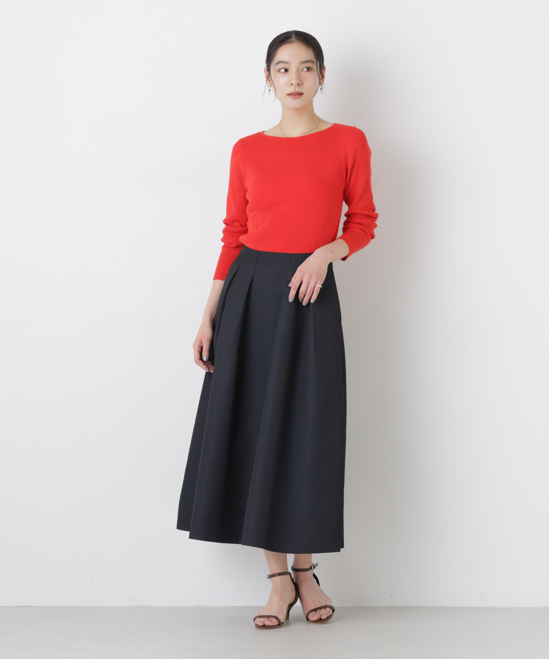 nano･universe「ウォッシャブルハイツイストボートネックリブニット」|ニット・セーター|