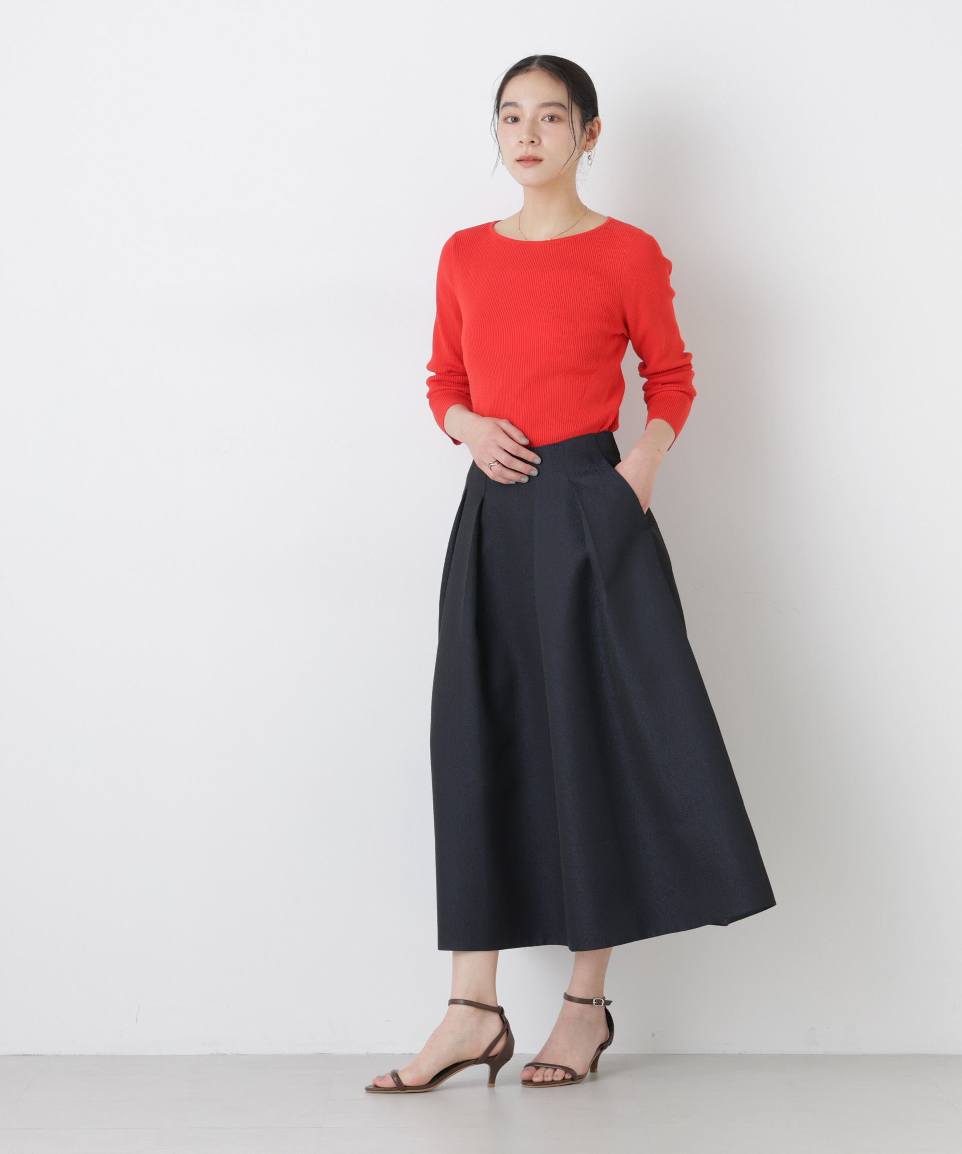 nano･universe「ウォッシャブルハイツイストボートネックリブニット」|ニット・セーター|