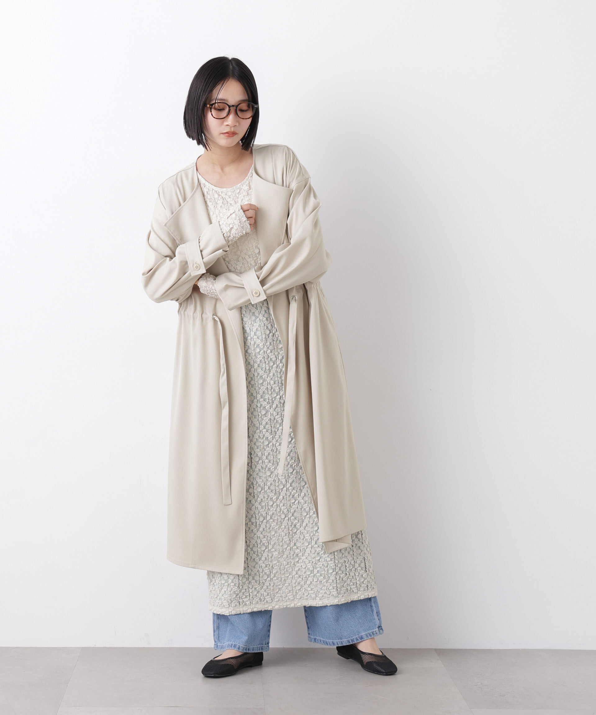 nano･universe「撥水&花粉ガード ドロストノーカラーコート」|その他|