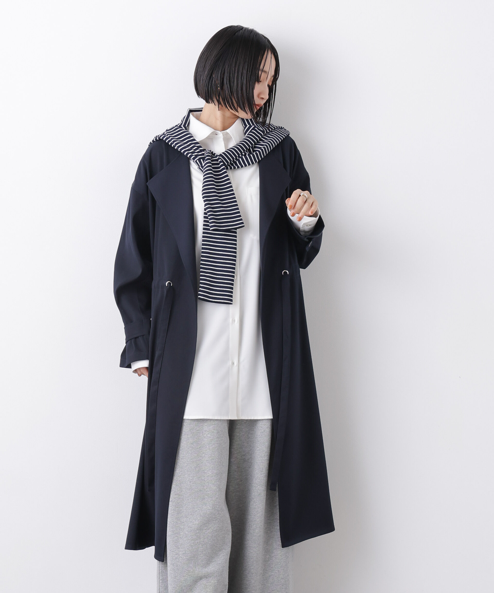 nano･universe「撥水&花粉ガード ドロストノーカラーコート」|その他|D.ネイビー1