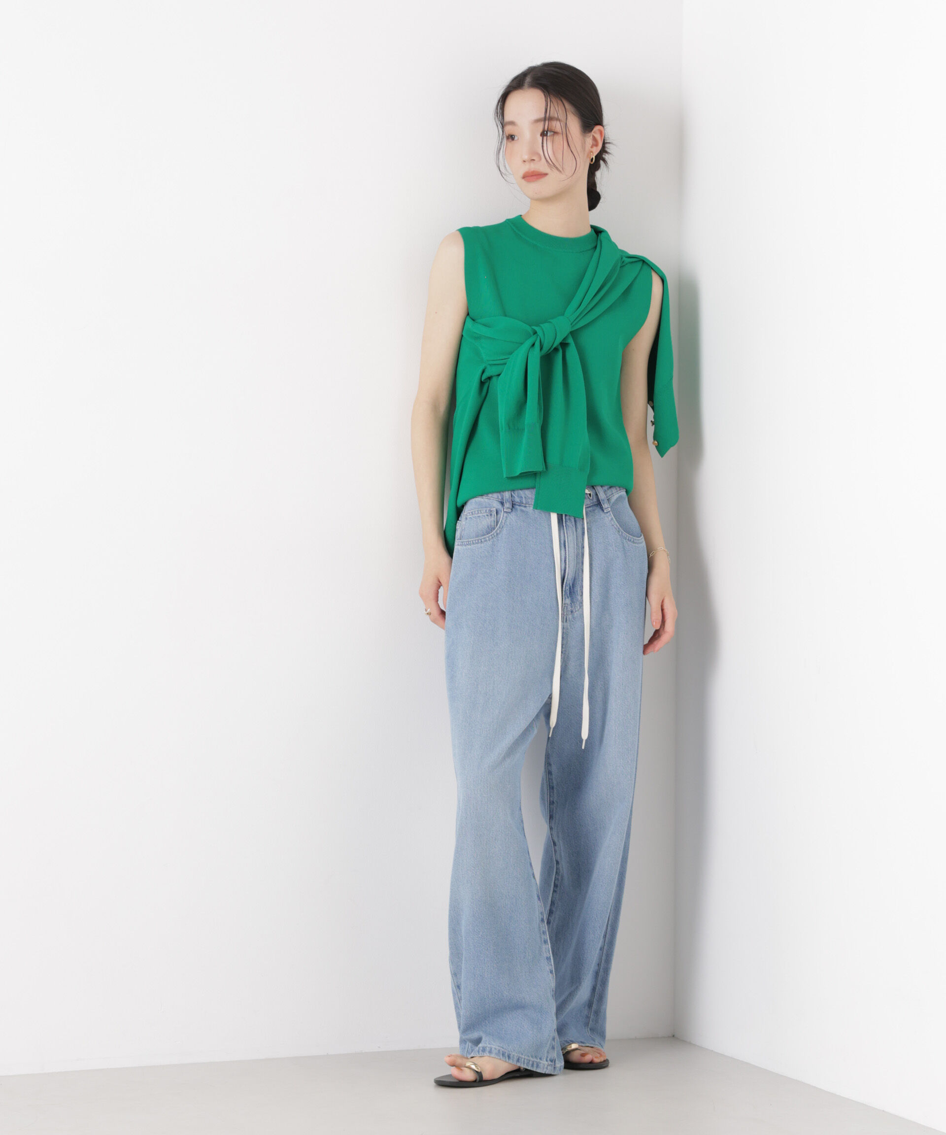 nano･universe「洗濯機洗い可UVカット接触冷感ノースリーブニット」|ニット・セーター|