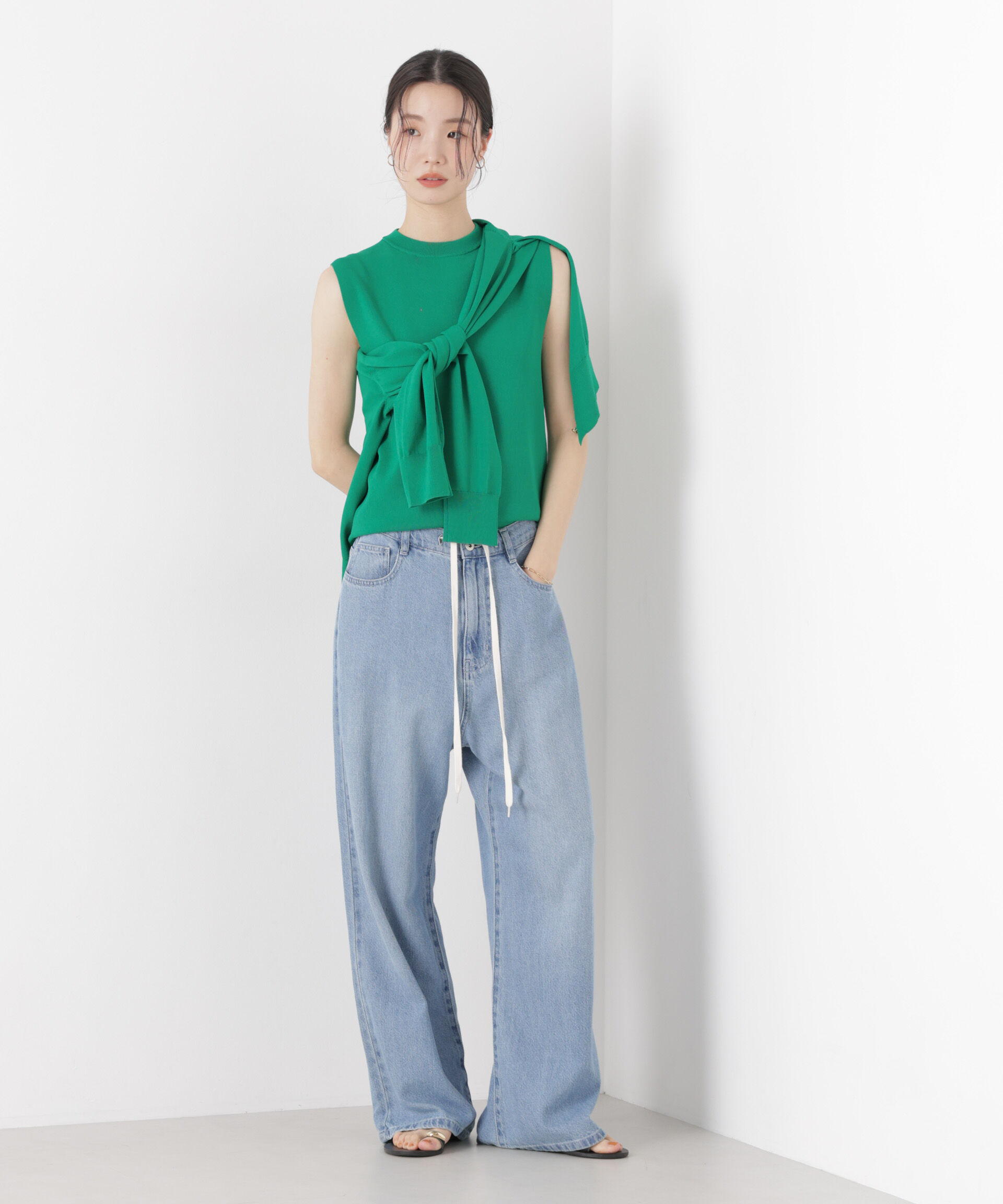 nano･universe「洗濯機洗い可UVカット接触冷感ノースリーブニット」|ニット・セーター|