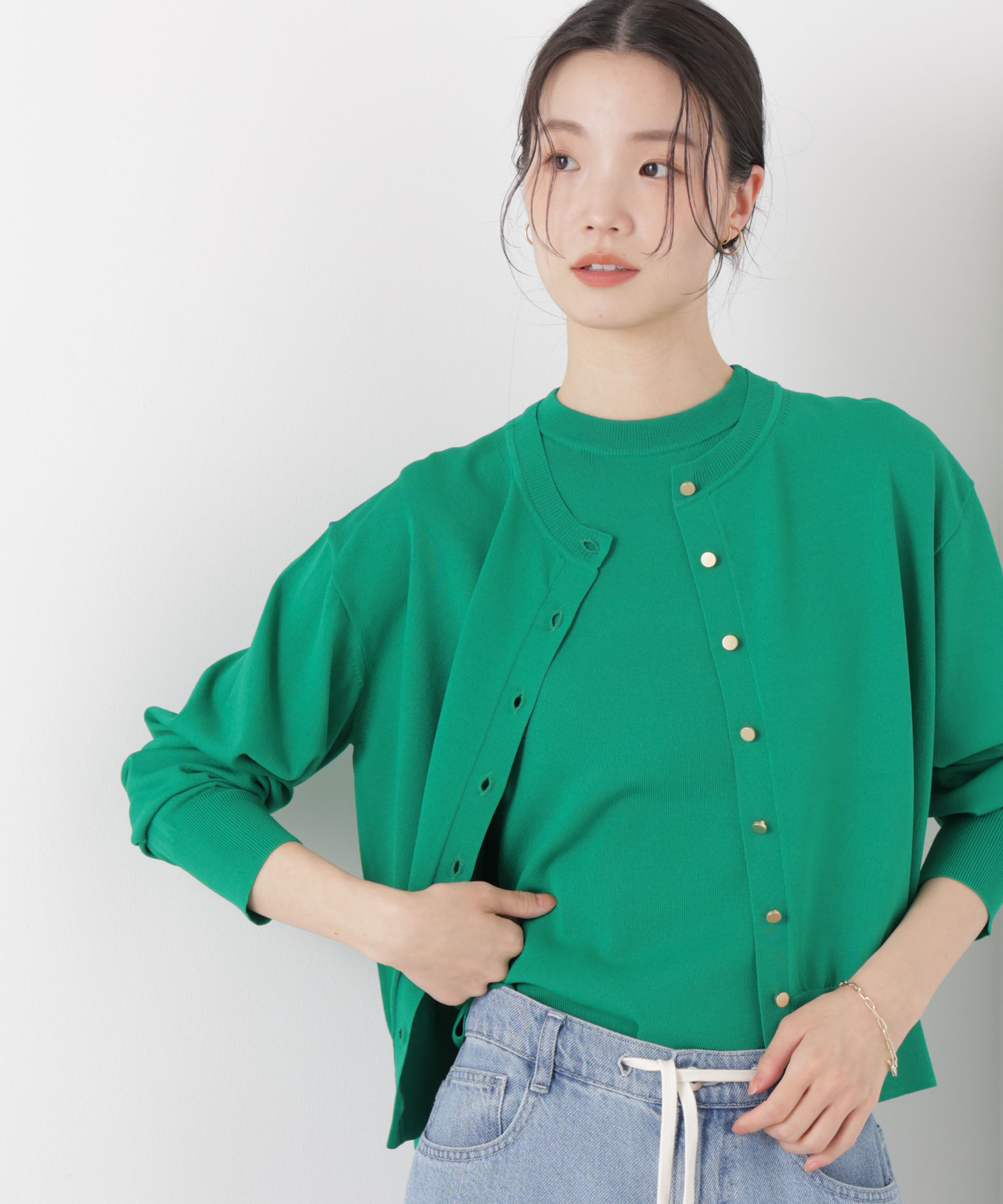 nano･universe「洗濯機洗い可UVカット接触冷感ノースリーブニット」|ニット・セーター|