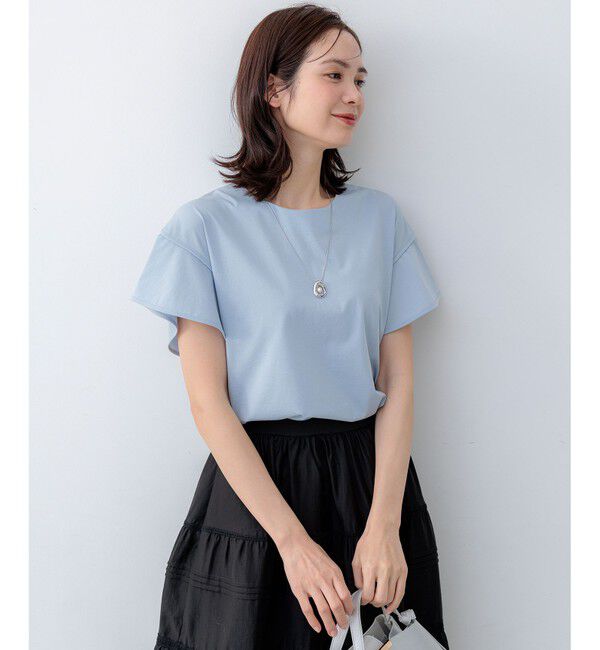 組曲「【WEB限定】プレーティング天竺フリルスリーブ Tシャツ」|Tシャツ・カットソー|