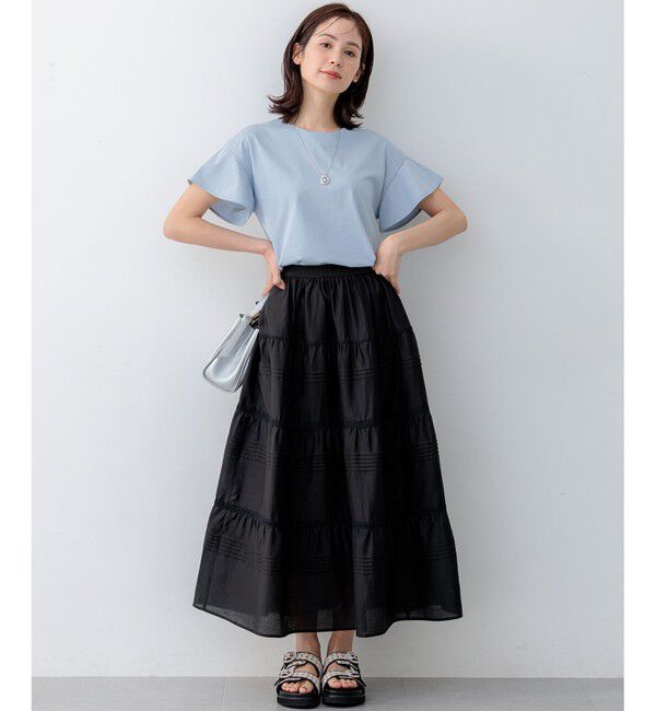 組曲「【WEB限定】プレーティング天竺フリルスリーブ Tシャツ」|Tシャツ・カットソー|