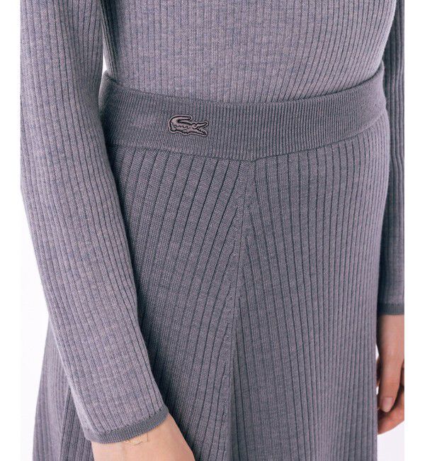 LACOSTE「ボリューム フレア 切り替えリブニットスカート」|スカート|