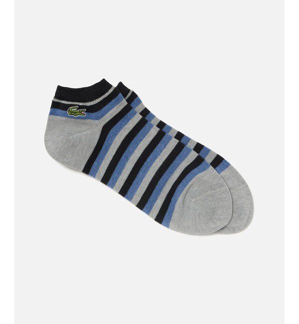 LACOSTE「マルチボーダーアンクルソックス」|ソックス|グレー