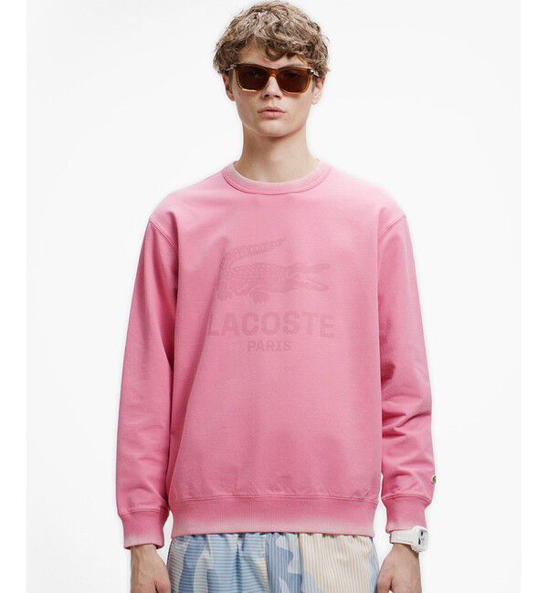 LACOSTE「ヴィンテージエフェクト ロゴクルーネックスウェット」|スウェット・ジャージ|ピンク