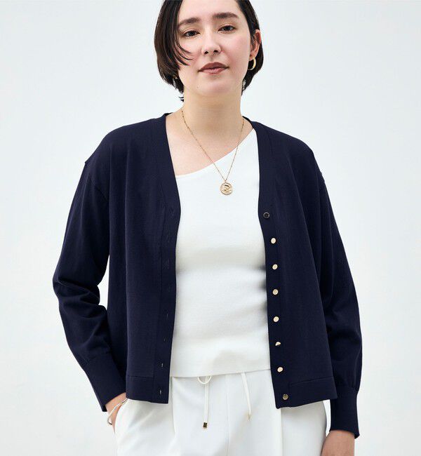 NOLLEY'S「【一部WEB限定カラー】《手洗い可能》エアリータッチゆったりVネックカーディガン」|カーディガン|ネイビー