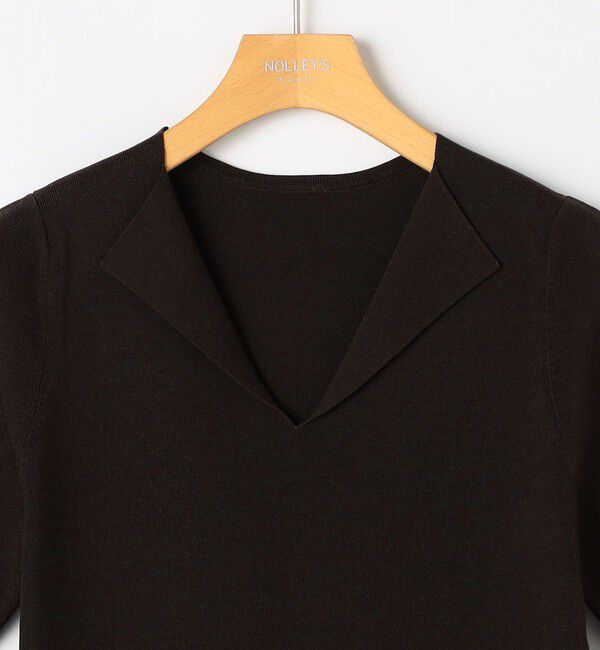 NOLLEY'S sophi「《手洗い可能》トライアングルカラー総針5分袖プルオーバー」|ニット・セーター|