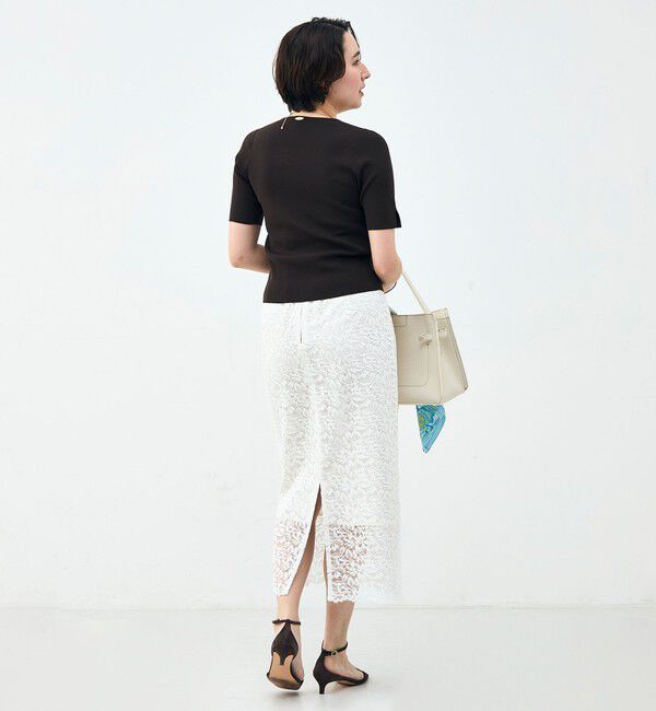 NOLLEY'S sophi「《手洗い可能》トライアングルカラー総針5分袖プルオーバー」|ニット・セーター|