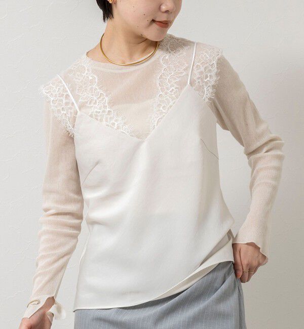 NOLLEY'S sophi「ウォッシャブルVIN-SATIN WITH LACE CAMI」|シャツ・ブラウス|オフホワイト