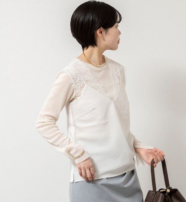 NOLLEY'S sophi「ウォッシャブルVIN-SATIN WITH LACE CAMI」|シャツ・ブラウス|