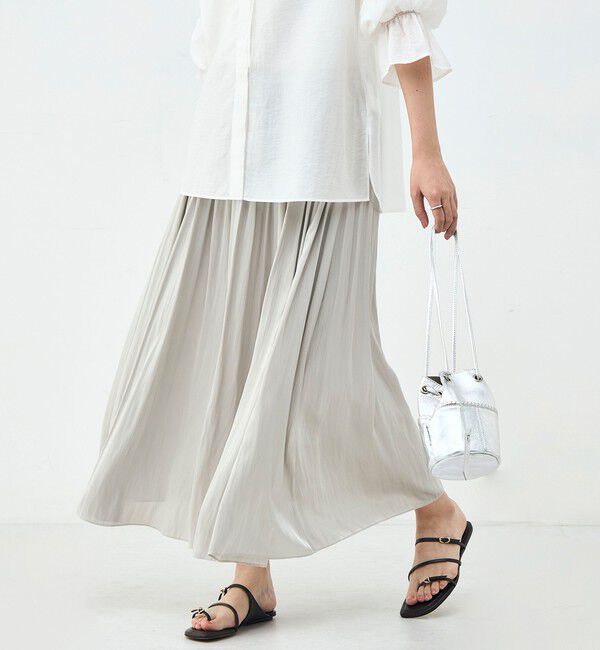 NOLLEY'S sophi「ウォッシャブル割織サテンギャザースカート」|フレア|