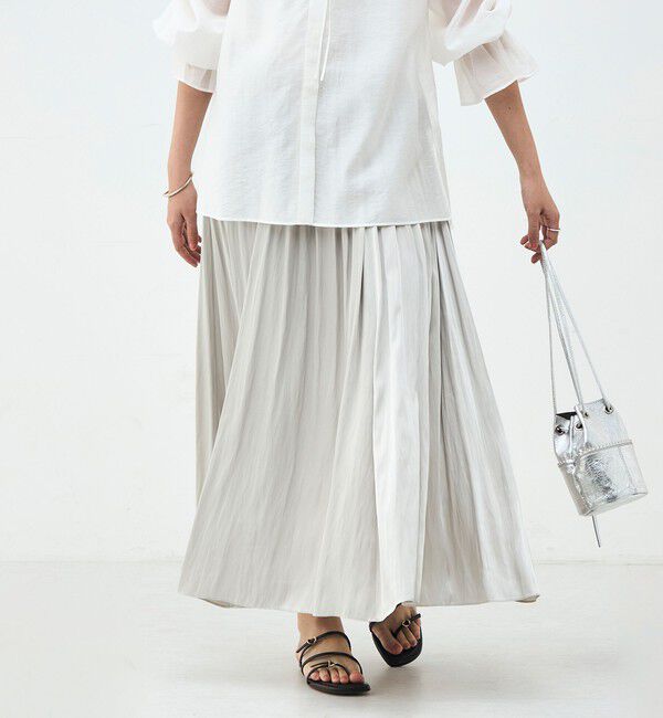 NOLLEY'S sophi「ウォッシャブル割織サテンギャザースカート」|フレア|