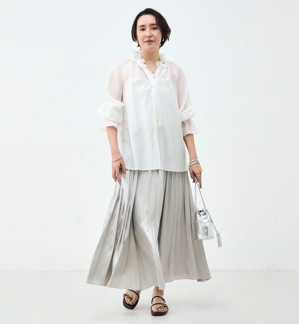NOLLEY'S sophi「ウォッシャブル割織サテンギャザースカート」|フレア|