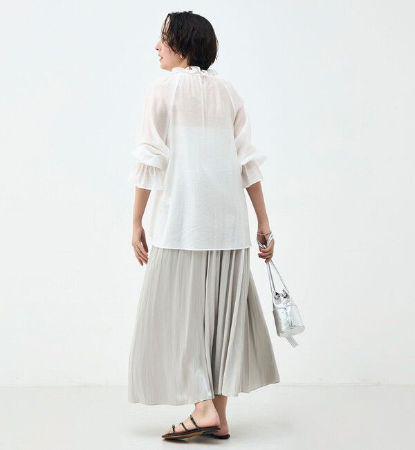 NOLLEY'S sophi「ウォッシャブル割織サテンギャザースカート」|フレア|