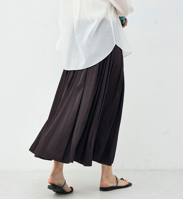 NOLLEY'S sophi「ウォッシャブル割織サテンギャザースカート」|フレア|