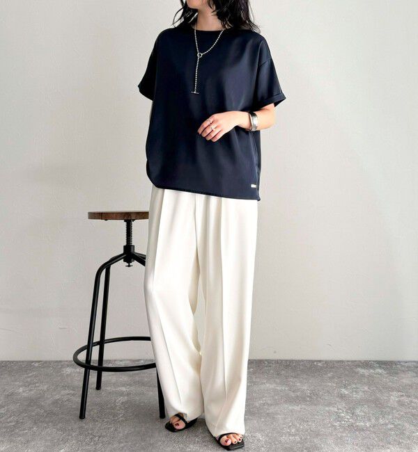 fredy emue「【WEB限定カラーあり】サテン半袖Tシャツブラウス」|シャツ・ブラウス|